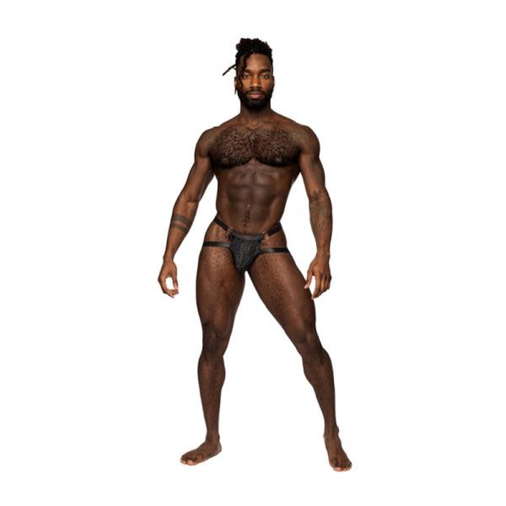 Male Power Rude Awakening Ring Jock Black S/m - Mens Underwear