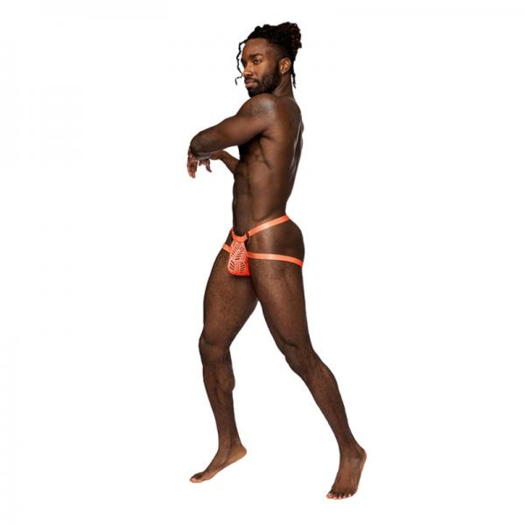 Male Power Rude Awakening Ring Jock Neon Orange S/m - Mens Underwear