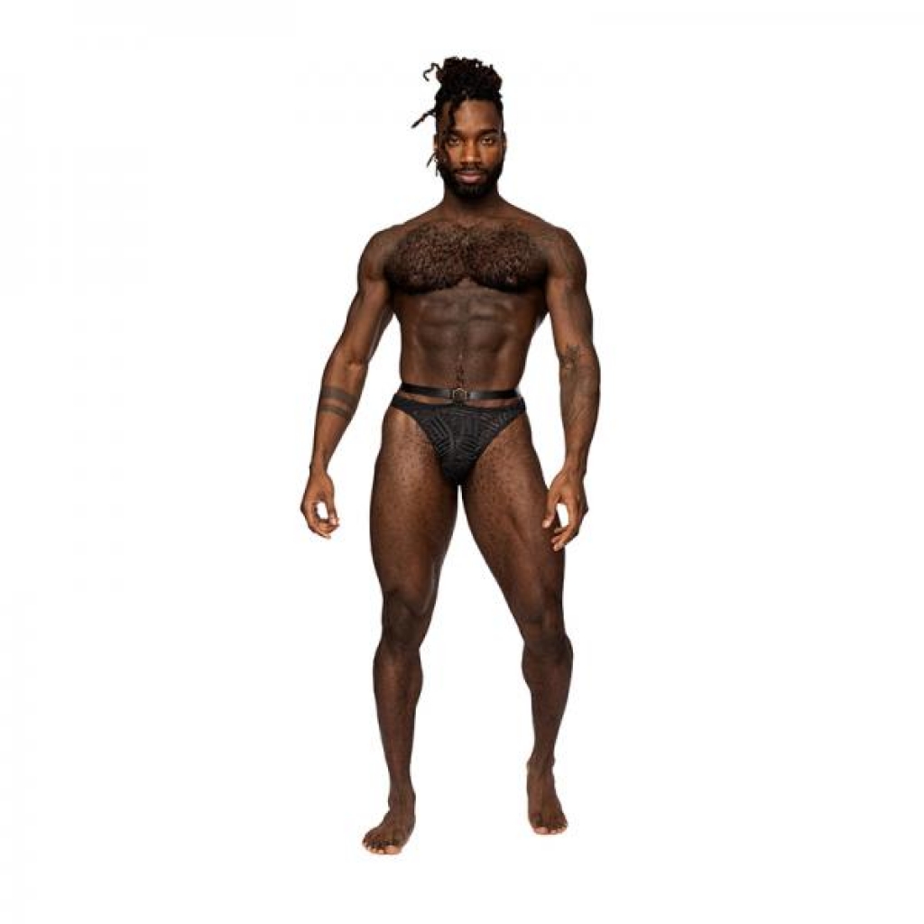 Male Power Rude Awakening Strap Thong Black S/m - Mens Underwear