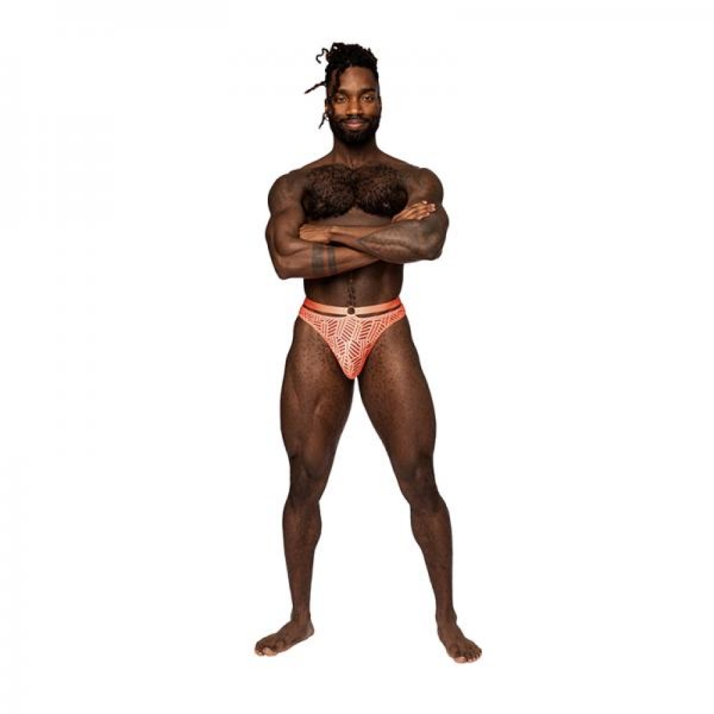Male Power Rude Awakening Strap Thong Neon Orange S/m - Mens Underwear