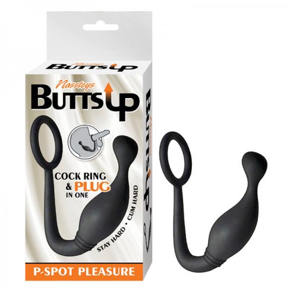 Nasstoys Butts Up P-spot Pleasure Silicone Cock Ring & Anal Plug Black - Prostate Massagers