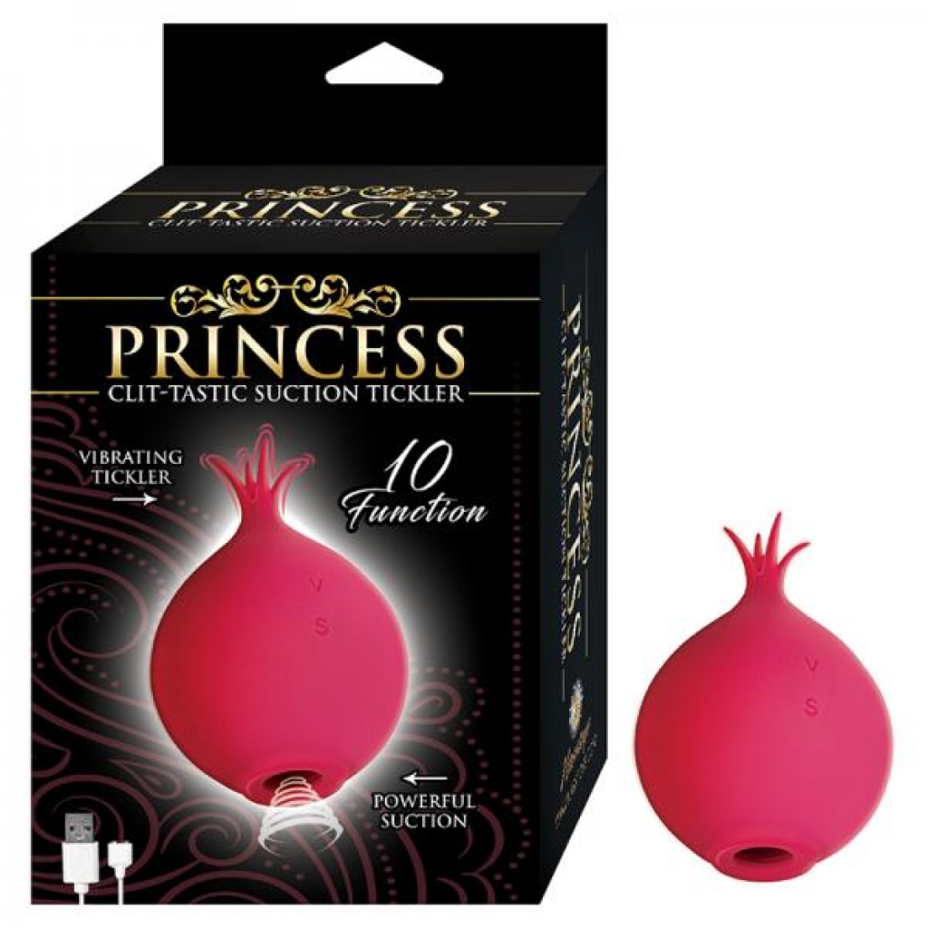 Princess Clit-tastic Suction Tickler Rechargeable Silicone Vibrator Red - Clit Suckers & Oral Suction