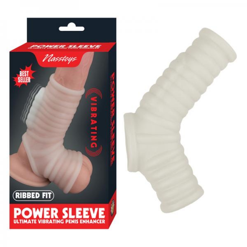 Nasstoys Power Sleeve Ribbed Fit Vibrating Penis Enhancer White - Penis Sleeves & Enhancers
