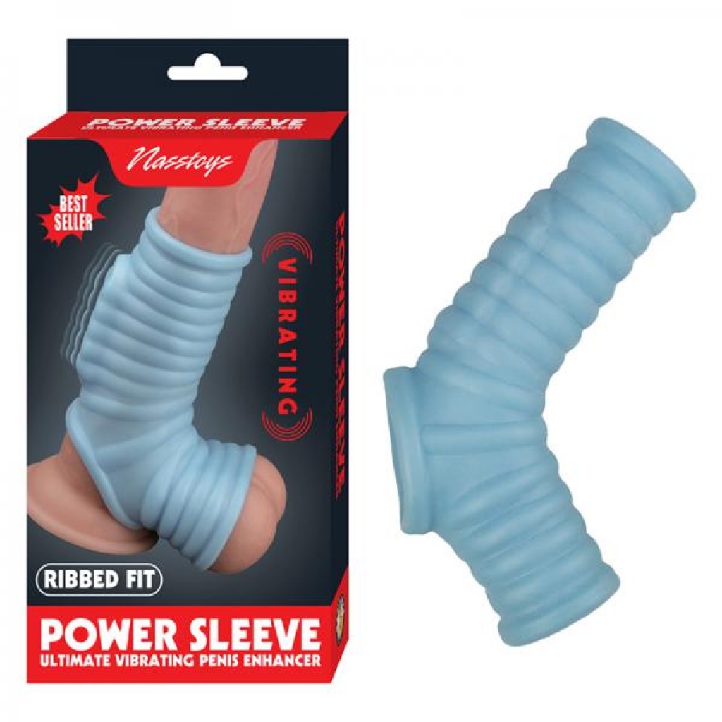 Nasstoys Power Sleeve Ribbed Fit Vibrating Penis Enhancer Blue - Penis Sleeves & Enhancers