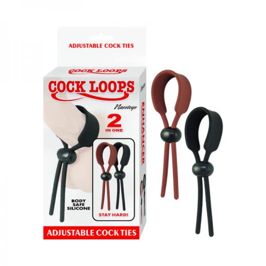 Cock Loops Adjustable Cock Ties Brown & Black - Adjustable & Versatile Penis Rings
