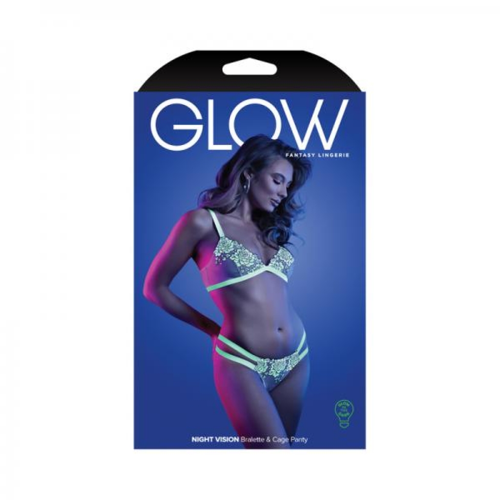 Fantasy Lingerie Glow Night Vision Glow-in-the-dark Lace Bralette & Panty White S/m - Bra Sets