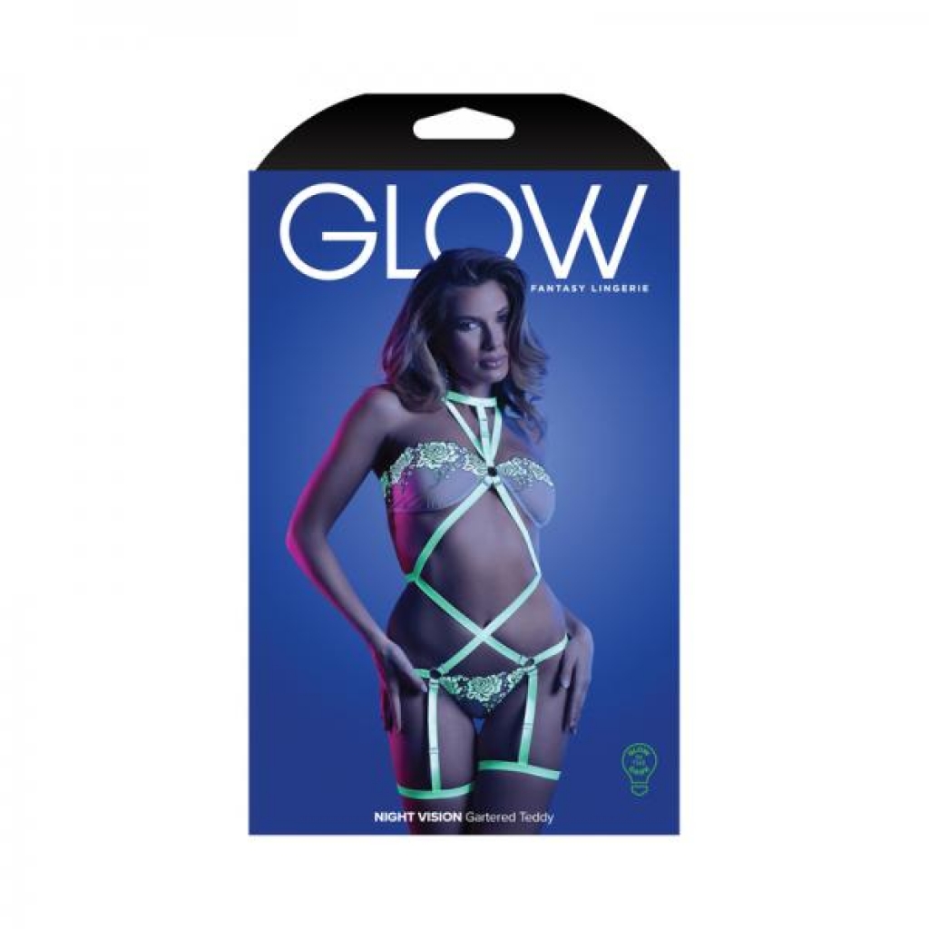 Fantasy Lingerie Glow Night Vision Glow-in-the-dark Lace Strappy Teddy White S/m - Teddies