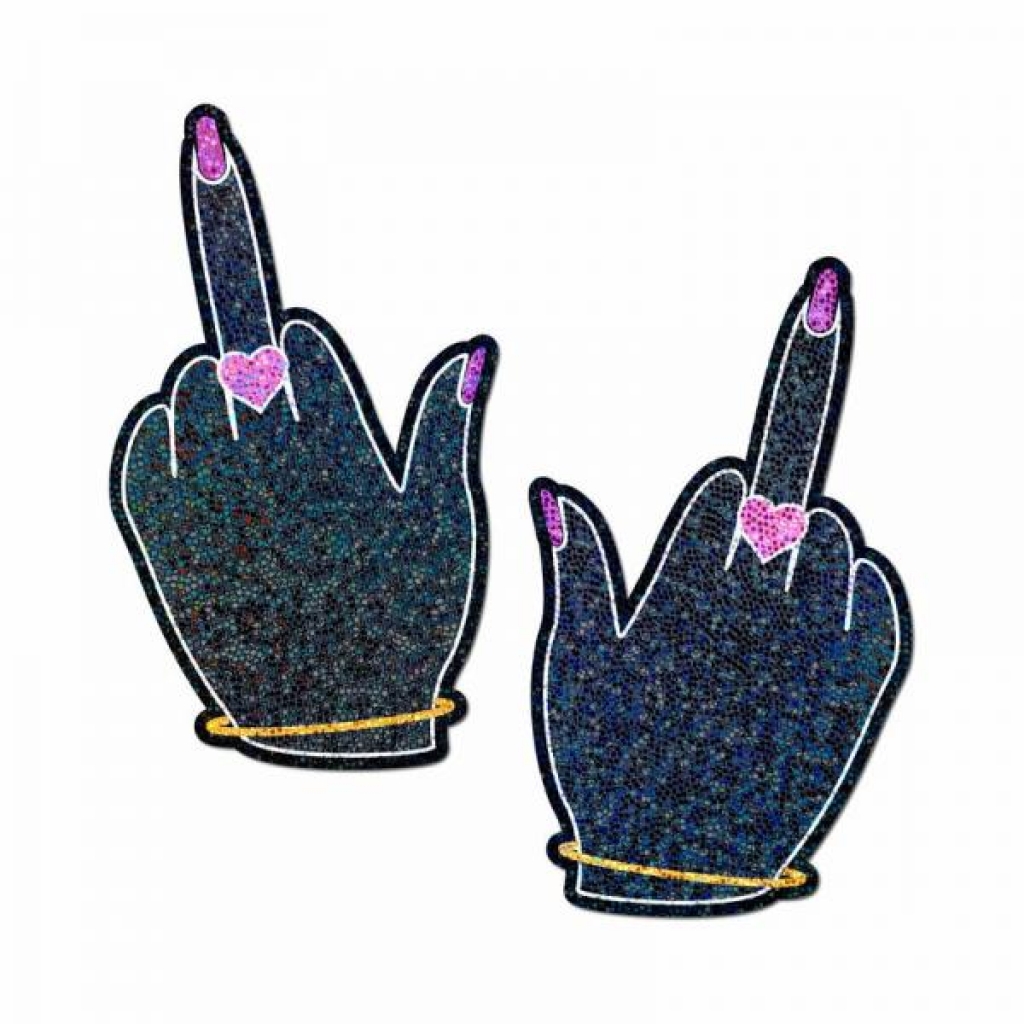 Pastease Glitter Fuck You Middle Finger Pasties - Pasties, Tattoos & Accessories