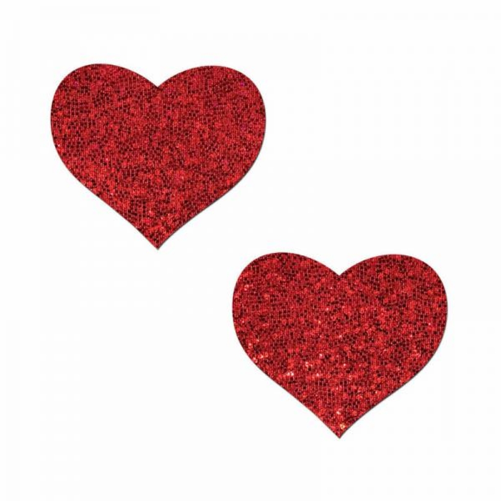 Pastease Glitter Heart Pasties Red - Pasties, Tattoos & Accessories