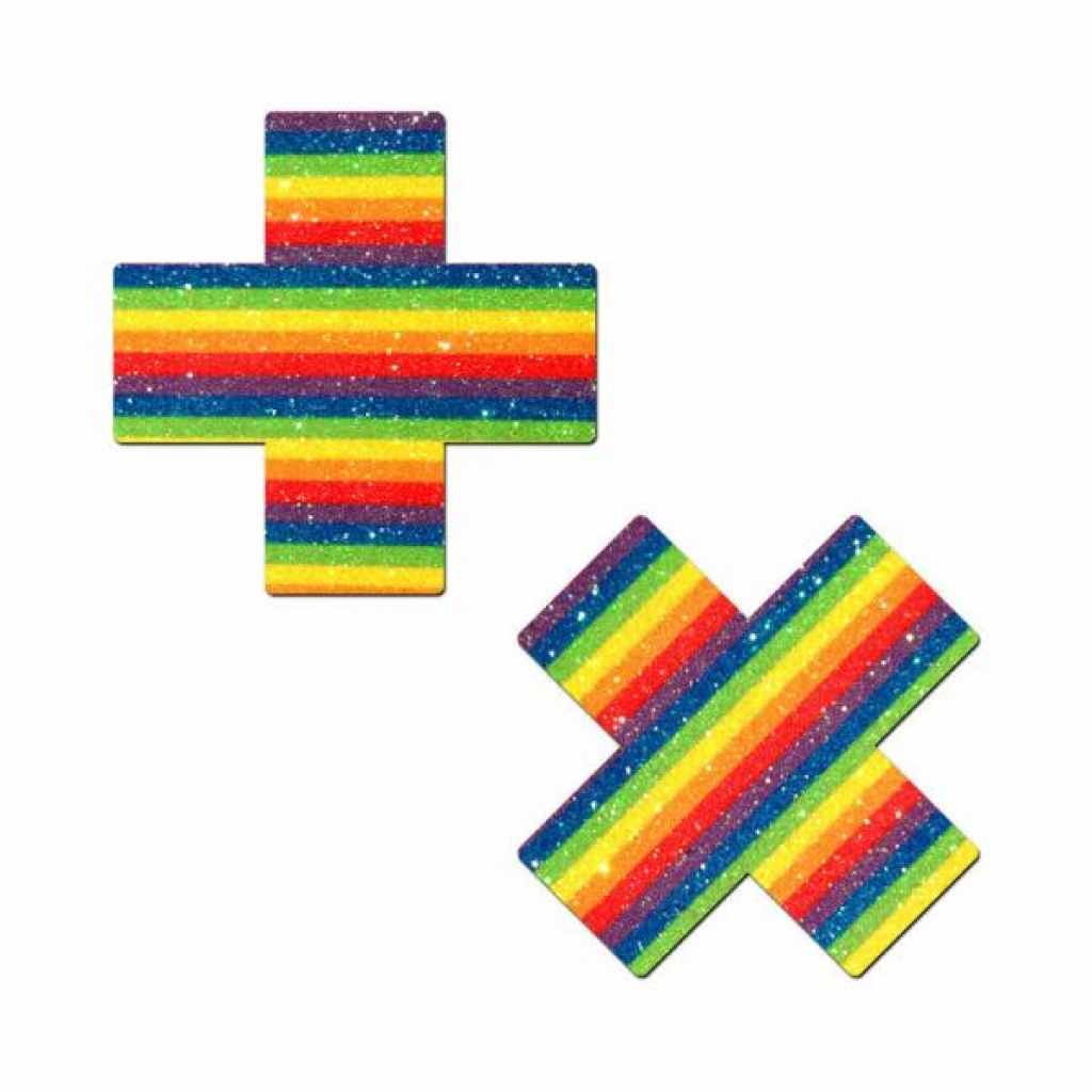 Pastease Glitter Pride Crosses Rainbow - Pasties, Tattoos & Accessories