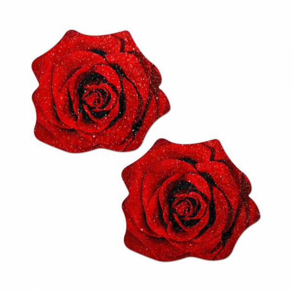 Pastease Glitter Blooming Rose Pasties Red - Pasties, Tattoos & Accessories