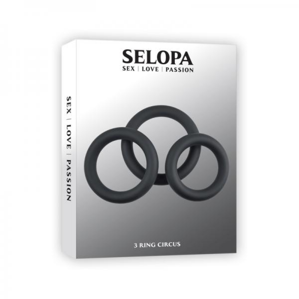 Selopa 3 Ring Circus Cock Ring Set Silicone Black - Classic Penis Rings