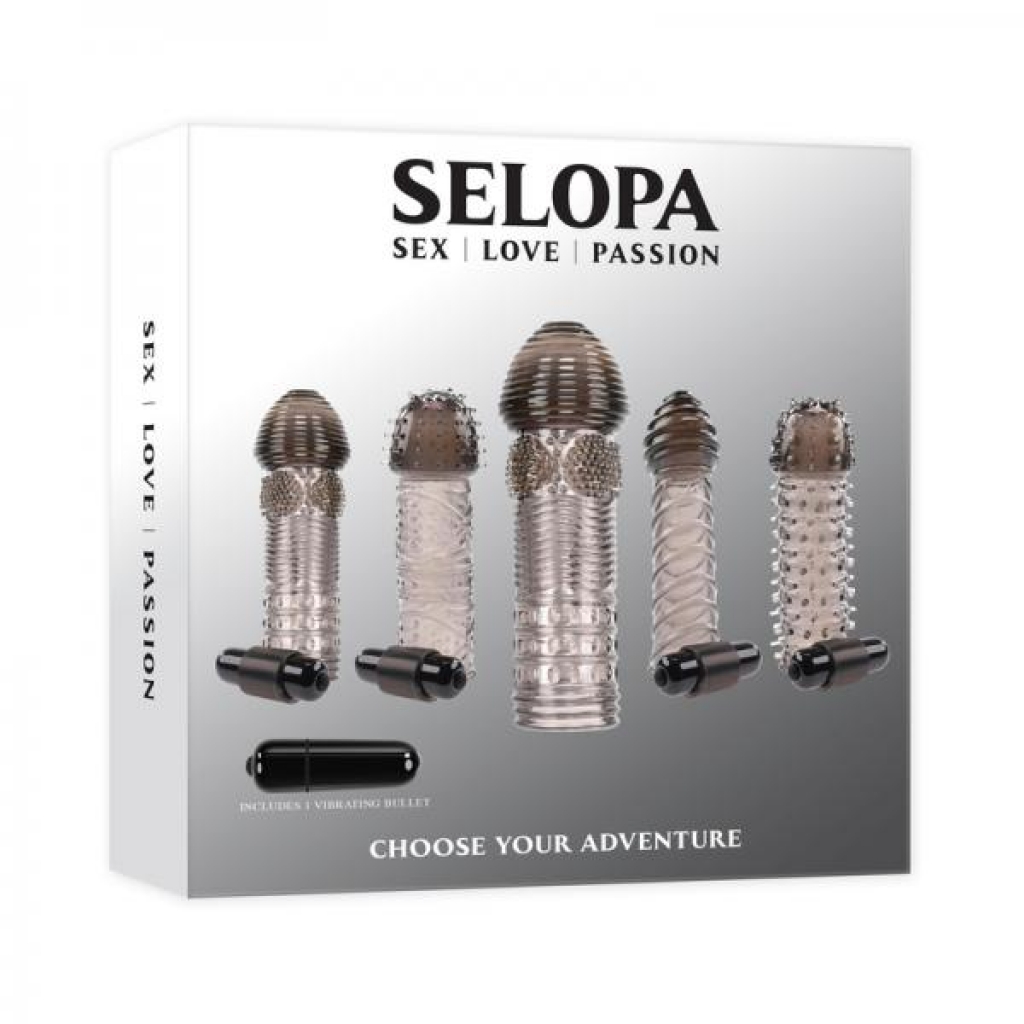 Selopa Choose Your Adventure Sleeve Kit With Bullet Smoke Clear - Couples Vibrating Penis Rings