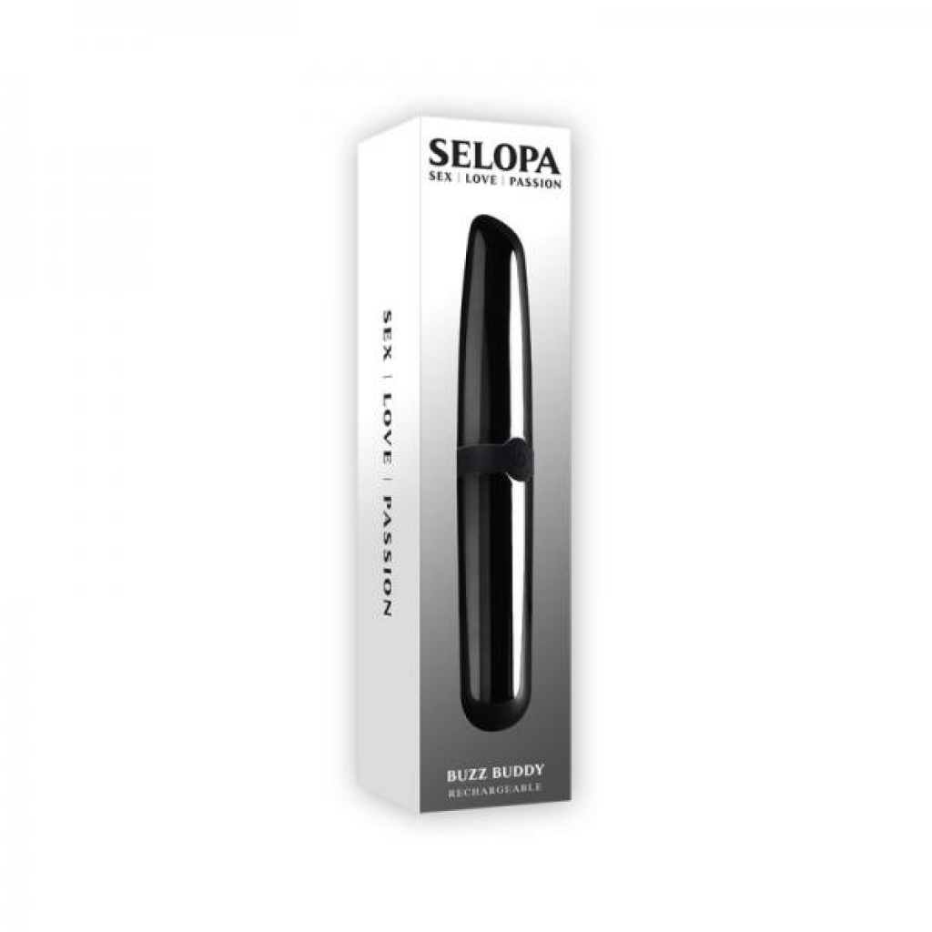 Selopa Buzz Buddy Rechargeable Vibe Silicone Black Chrome - Bullet Vibrators