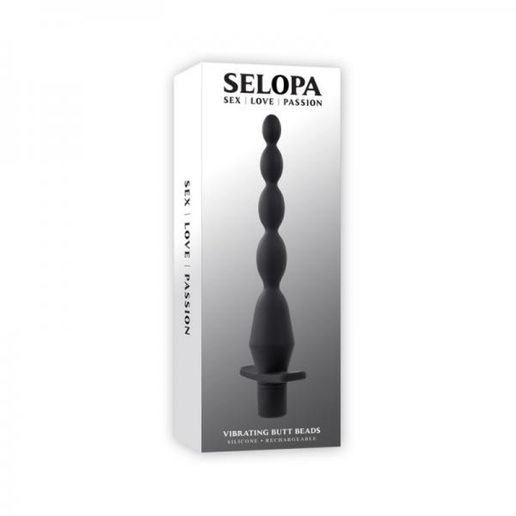 Selopa Vibrating Butt Beads Rechargeable Anal Silicone Black - Anal Beads