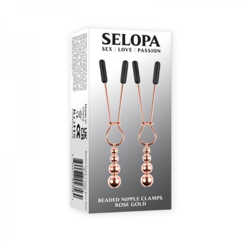 Selopa Beaded Nipple Clamps Stainless Steel Rose Gold - Nipple Clamps