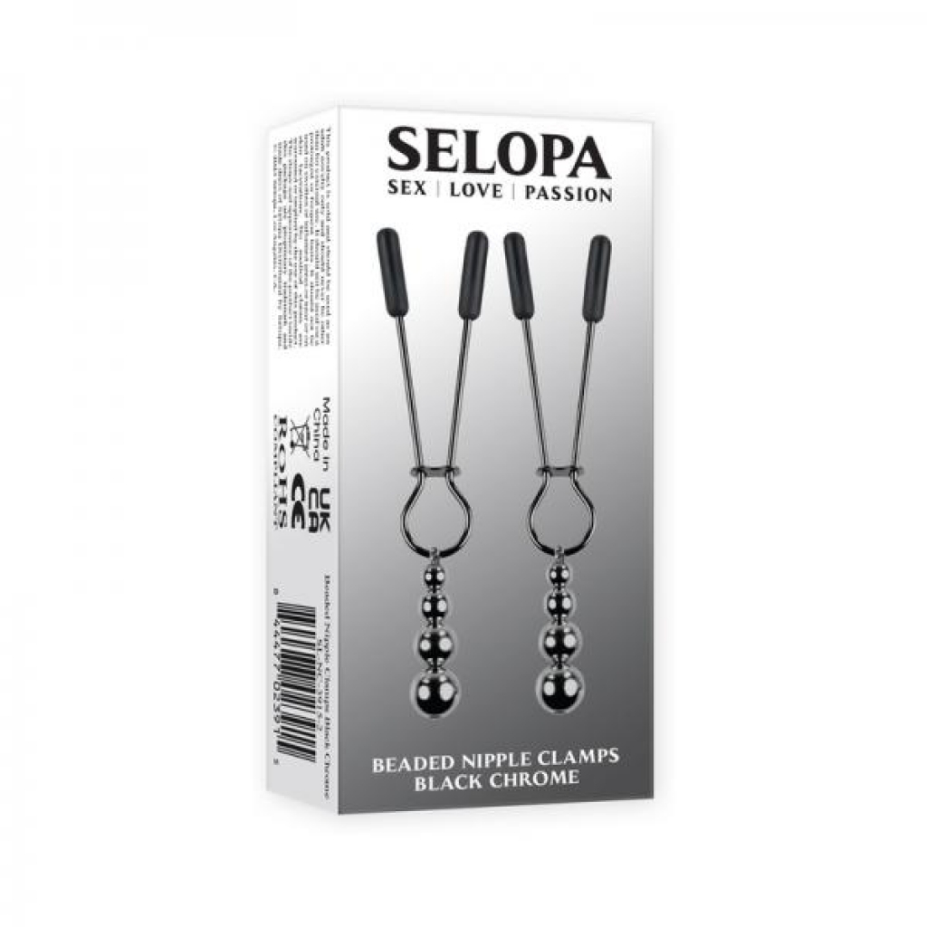 Selopa Beaded Nipple Clamps Stainless Steel Black Chrome - Nipple Clamps