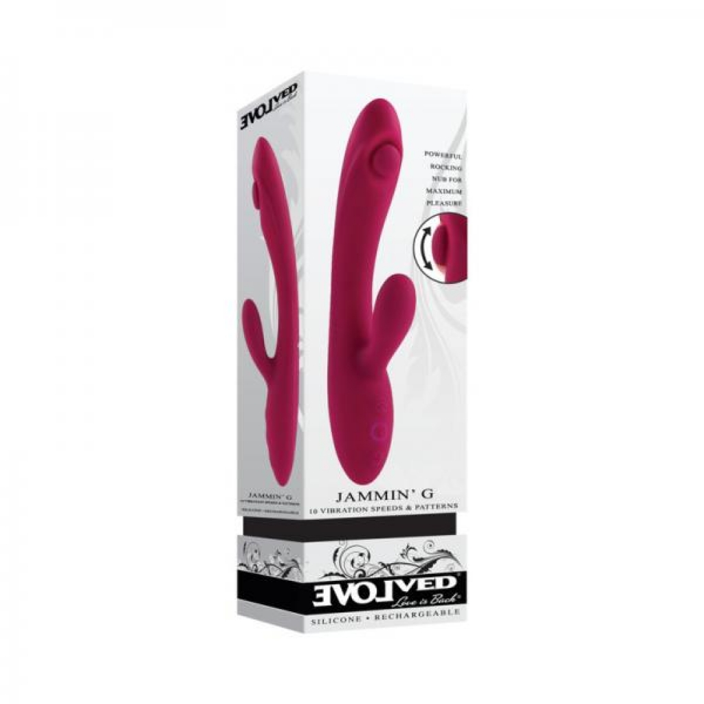 Evolved Jammin G Rechargeable Tapping Dual Stim Vibe Silicone Pink - Rabbit Vibrators