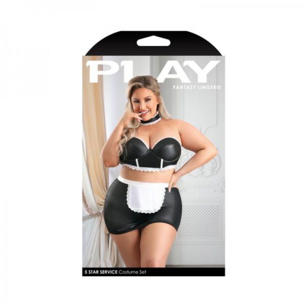 Fantasy Lingerie Play Adjustable Open Back Spanking Skirt, G-string Panty & Choker Costume 1xl/2xl - X Rated Costumes