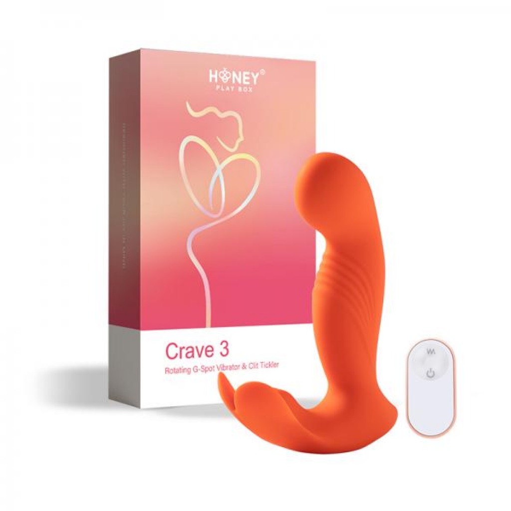 Crave 3 G-spot Vibrator With Rotating Massage Head And Clit Tickler Orange - G-Spot Vibrators Clit Stimulators