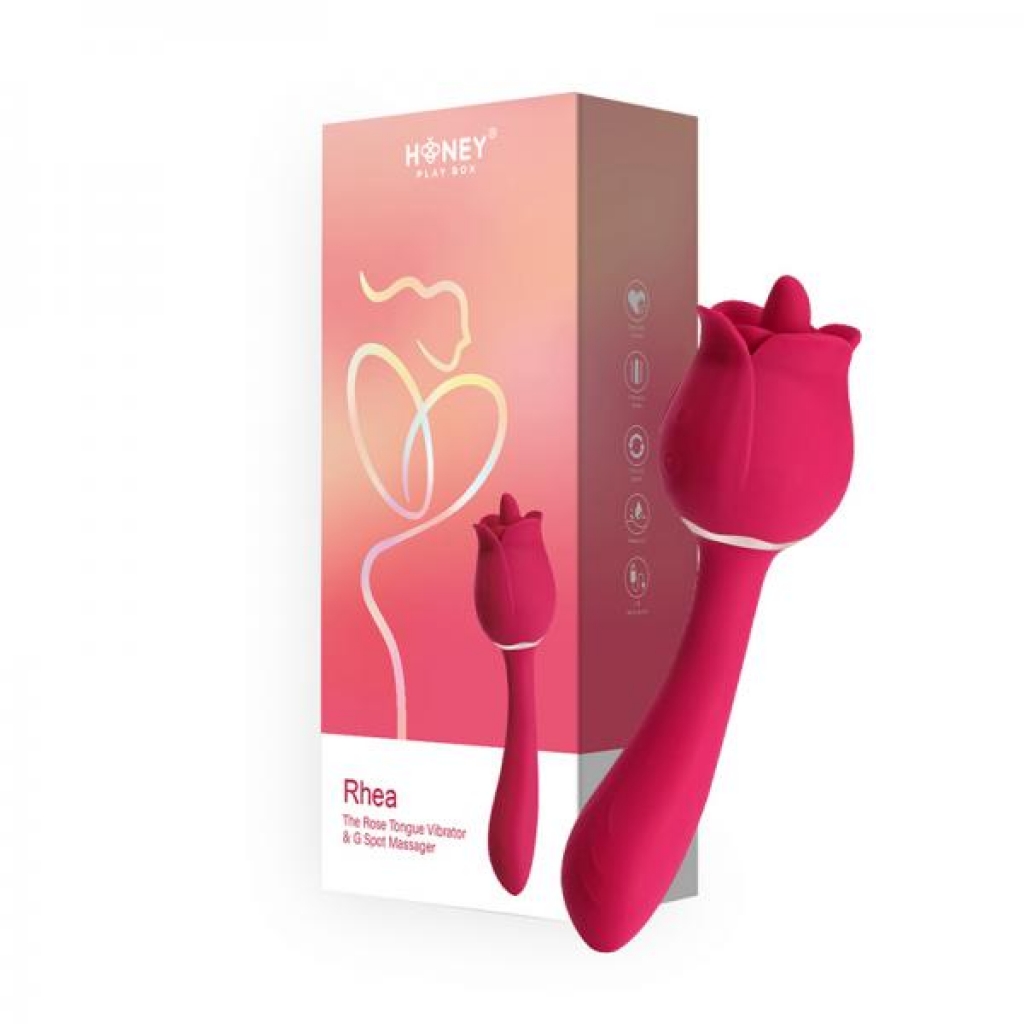 Rhea The Rose Clit Tongue Licking Vibrator And G-spot Massager Red - Body Massagers