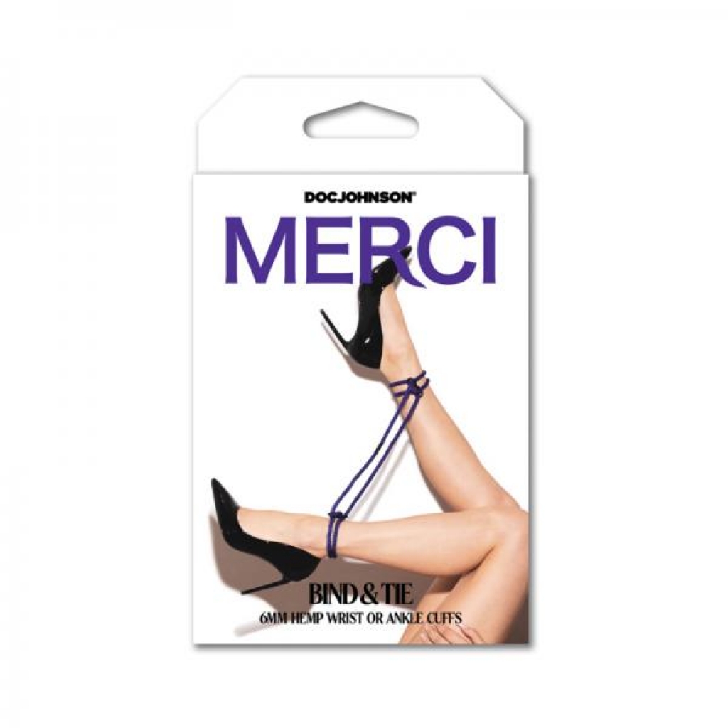Merci Bind&tie 6mm Hemp Wrist/ankle Cuffs Violet - Handcuffs