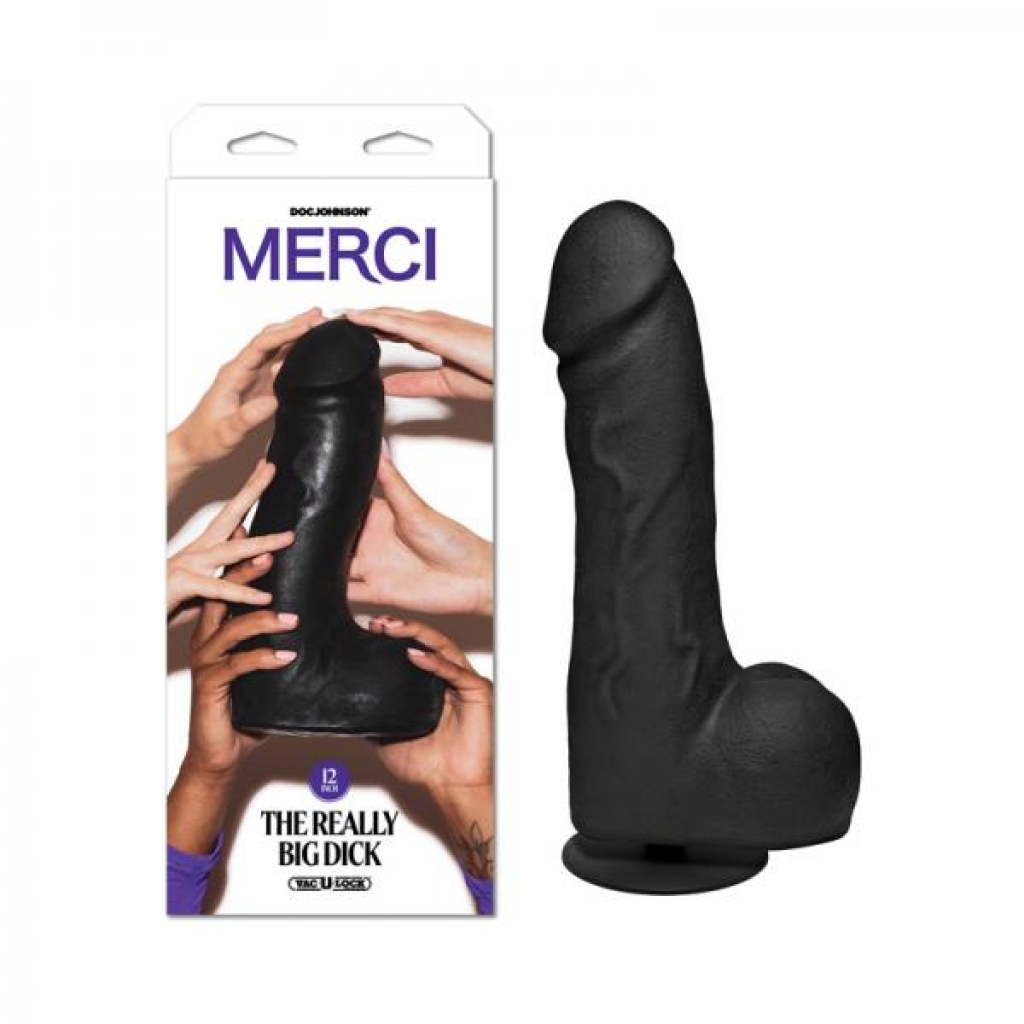 Merci The Really Big Dick With Xl Removable Vac-u-lock Suction Cup Black - Huge Dildos