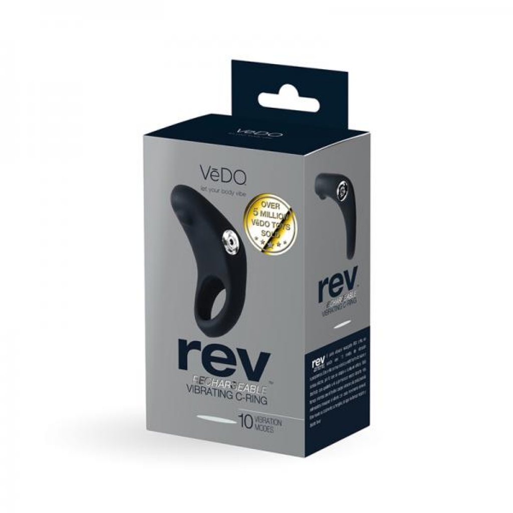 Vedo Rev Rechargeable Vibrating C-ring Black - Double Penetration Penis Rings
