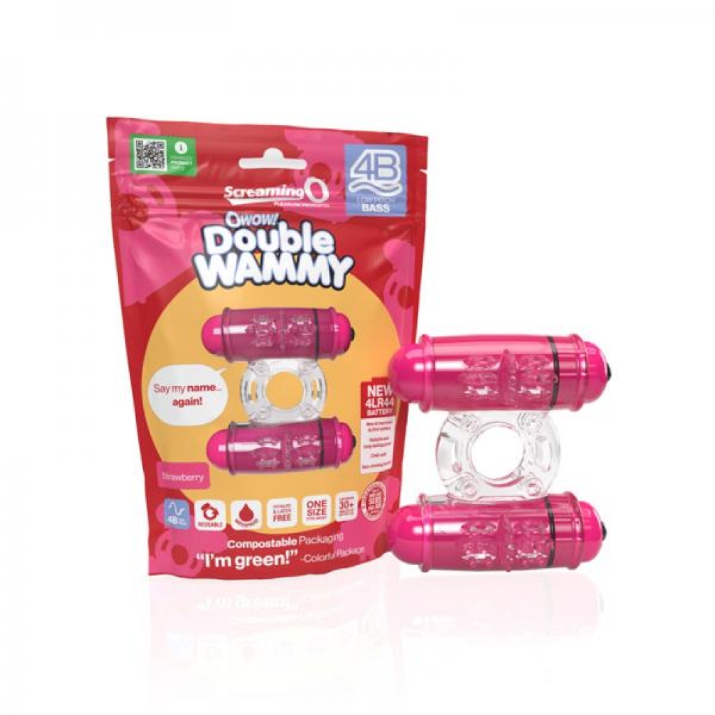 Screaming O 4b Double Wammy Strawberry - Couples Penis Rings