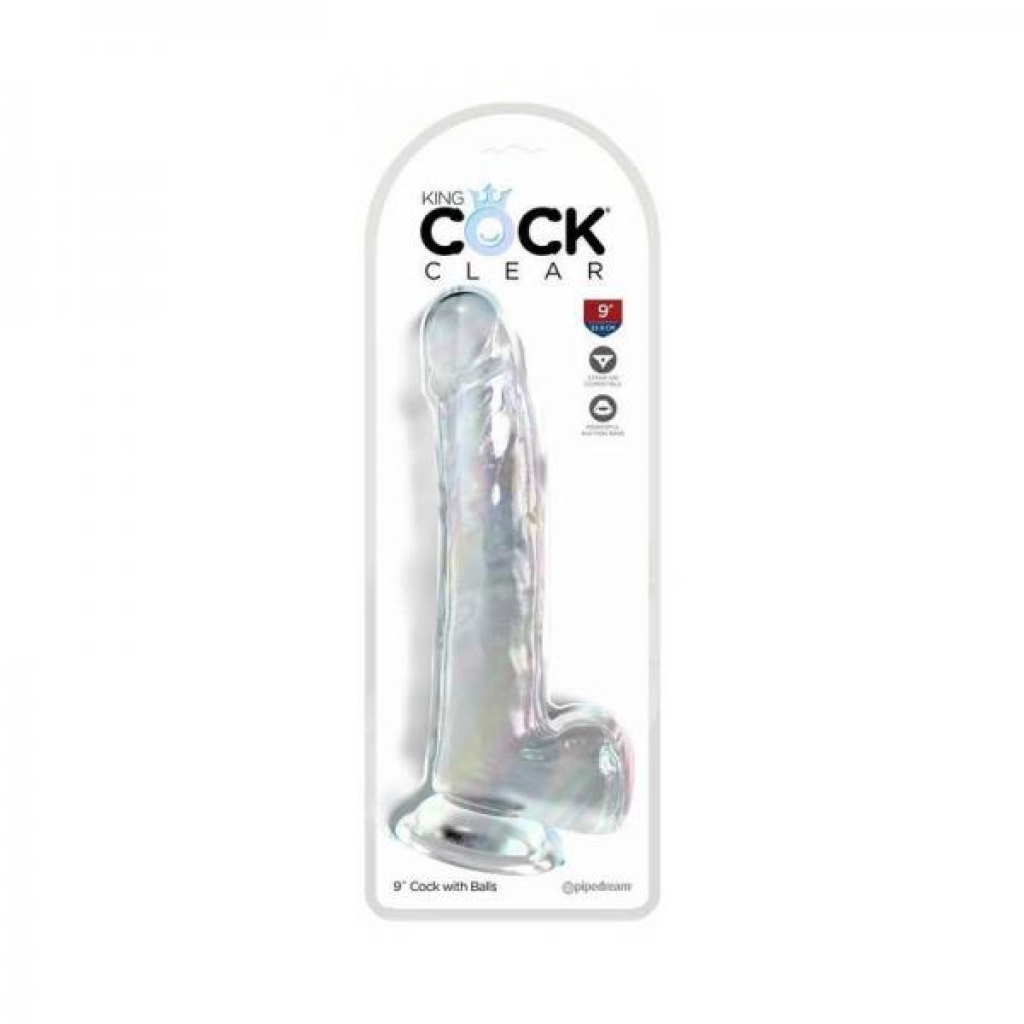 King Cock Clear With Balls 9in Clear - Huge Dildos