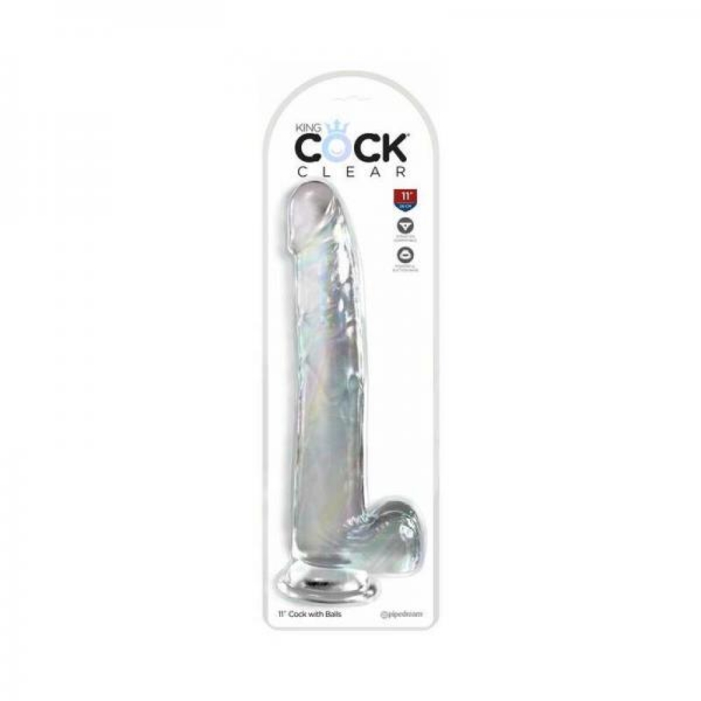 King Cock Clear With Balls 11in Clear - Huge Dildos