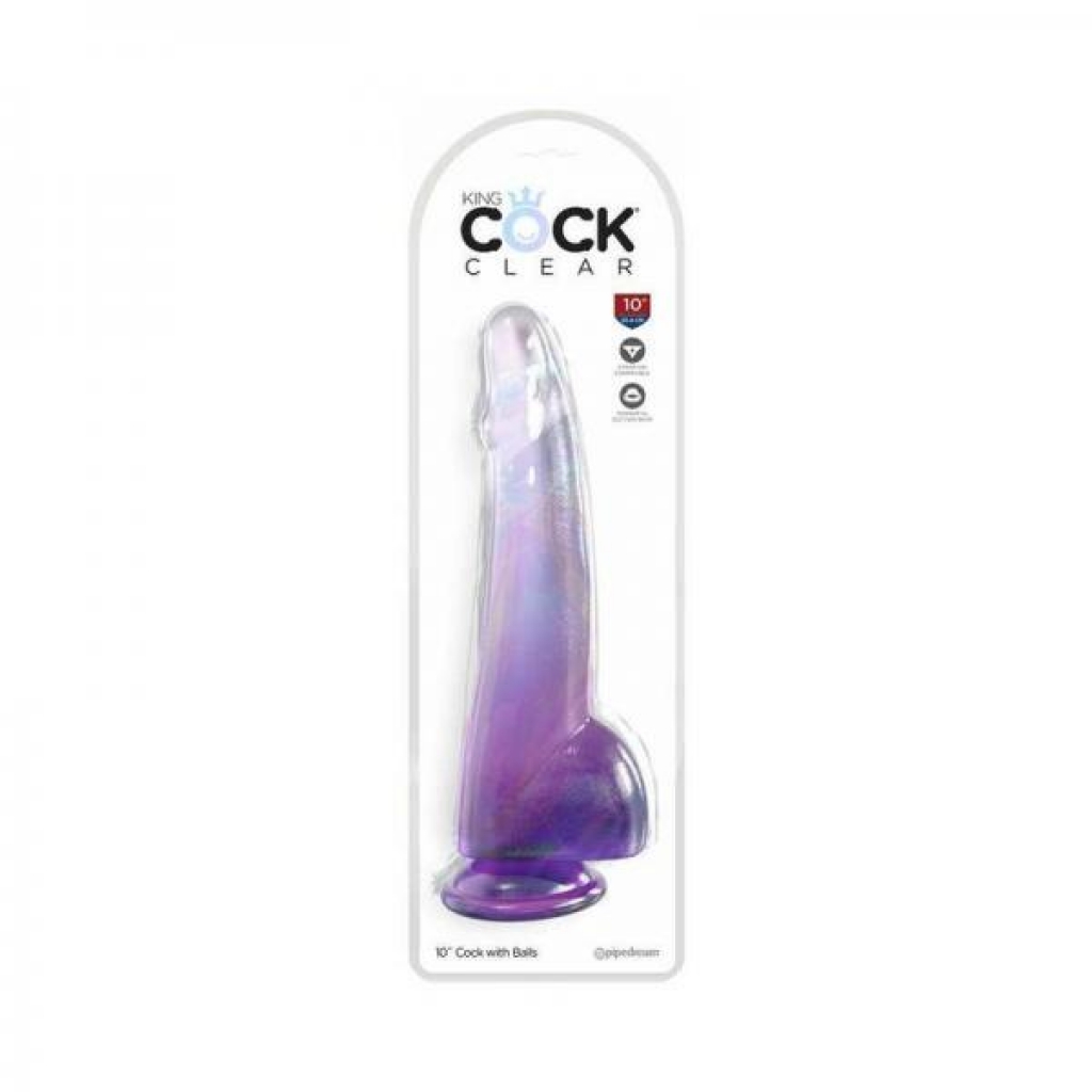 King Cock Clear With Balls 10inpurple - Huge Dildos