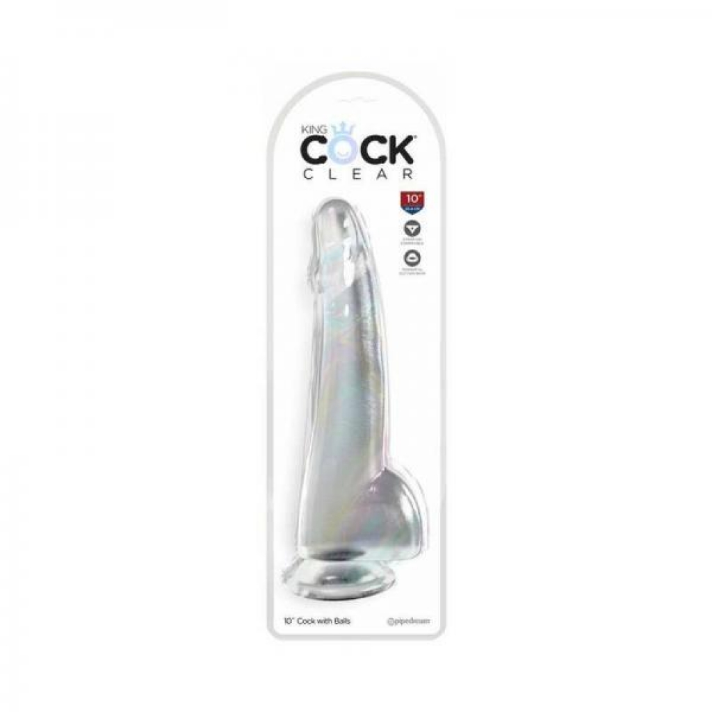 King Cock Clear With Balls 10in Clear - Huge Dildos
