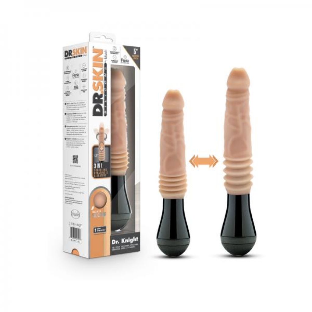 Dr. Skin Silicone Dr. Knight Thrusting Gyrating Vibrating Dildo Beige - Realistic