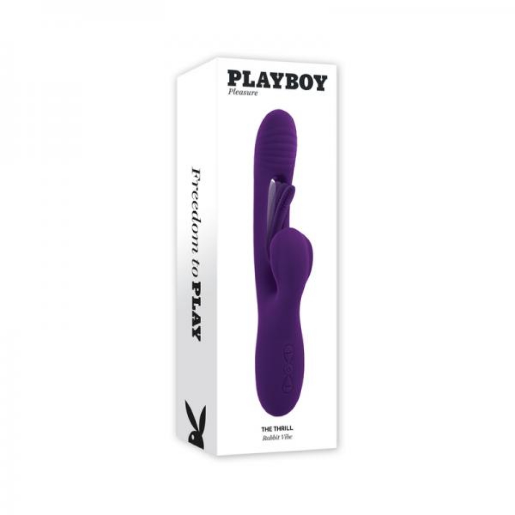 Playboy The Thrill Rechargeable Silicone Dual Stim Vibrator With Flapper Acai - Rabbit Vibrators