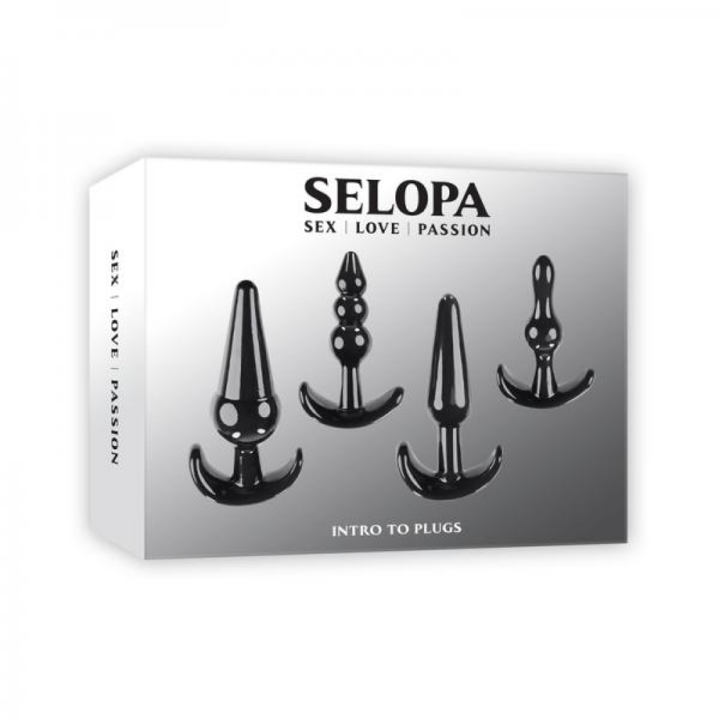 Selopa Intro To Plugs 4-piece Anal Plug Set Black - Anal Trainer Kits