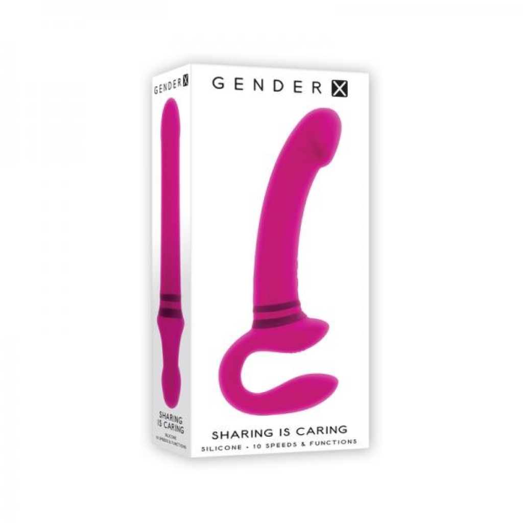 Gender X Sharing Is Caring Rechargeable Silicone Dual-ended Vibrator Pink - Strapless Strap-ons