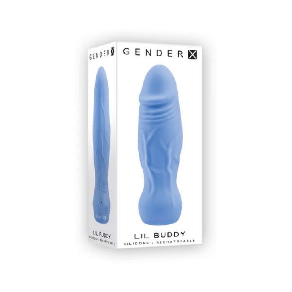 Gender X Lil Buddy Rechargeable Silicone Realistic Vibrator Blue - Realistic