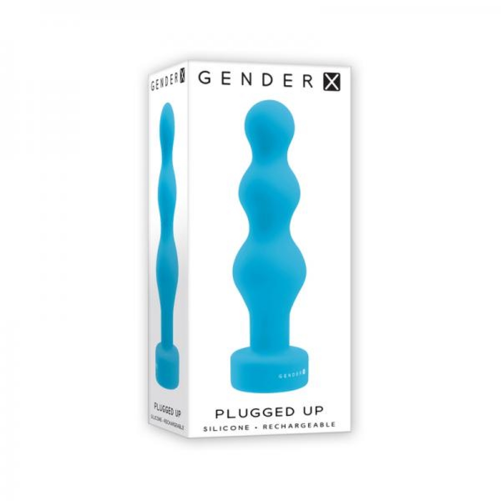 Gender X Plugged Up Rechargeable Silicone Vibrating Beaded Plug Teal - Anal Beads