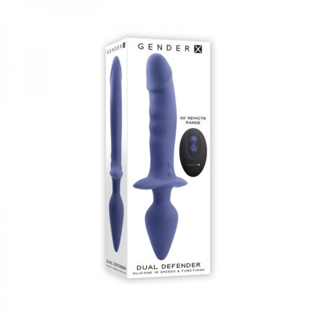 Gender X Dual Defender Rechargeable Silicone Dual End Vibrator With Remote Purple - Anal Plugs