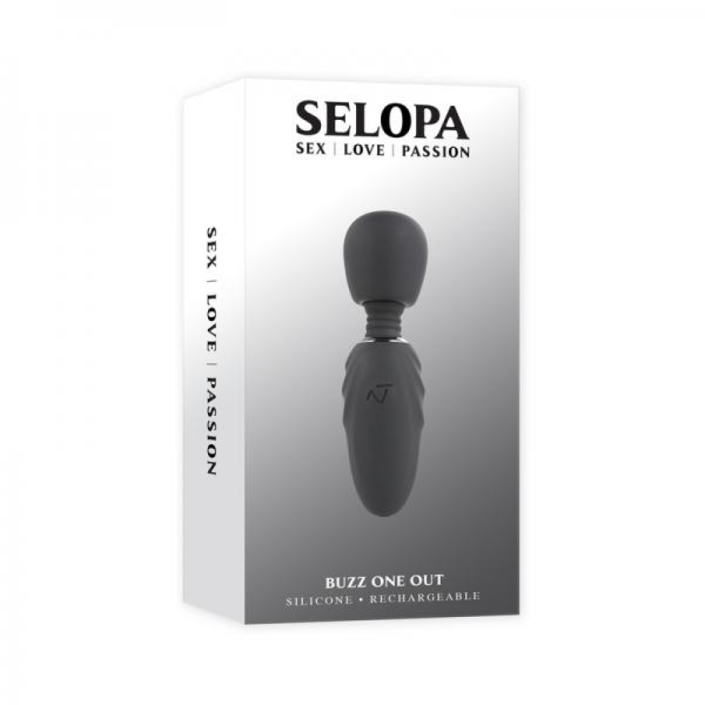 Selopa Buzz One Out Rechargeable Silicone Mini Wand Vibrator Black - Body Massagers