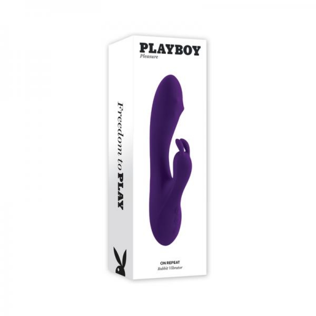 Playboy On Repeat Rechargeable Silicone Rotating Rabbit Vibrator Purple - Rabbit Vibrators