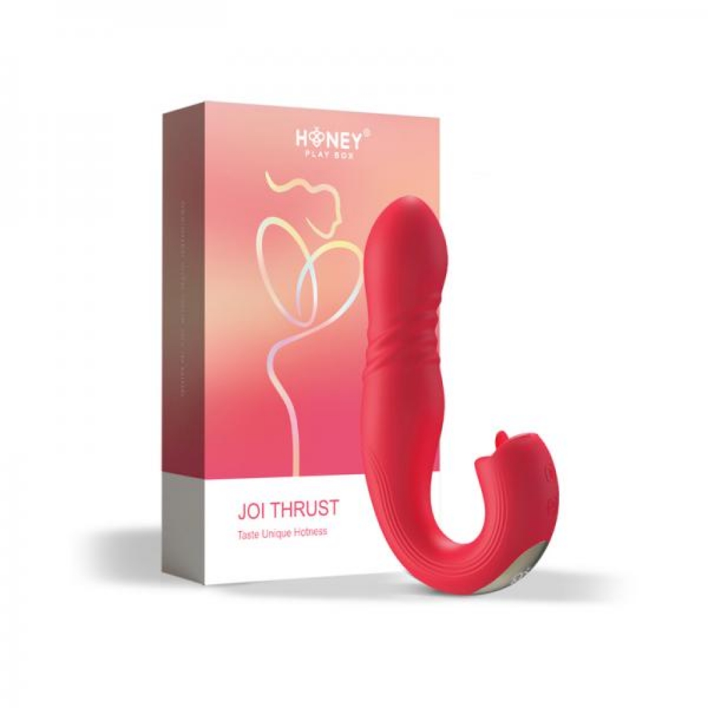 Honey Play Box Joi Thrust App Controlled Thrusting G-spot Vibrator & Tongue Clit Licker Red - G-Spot Vibrators