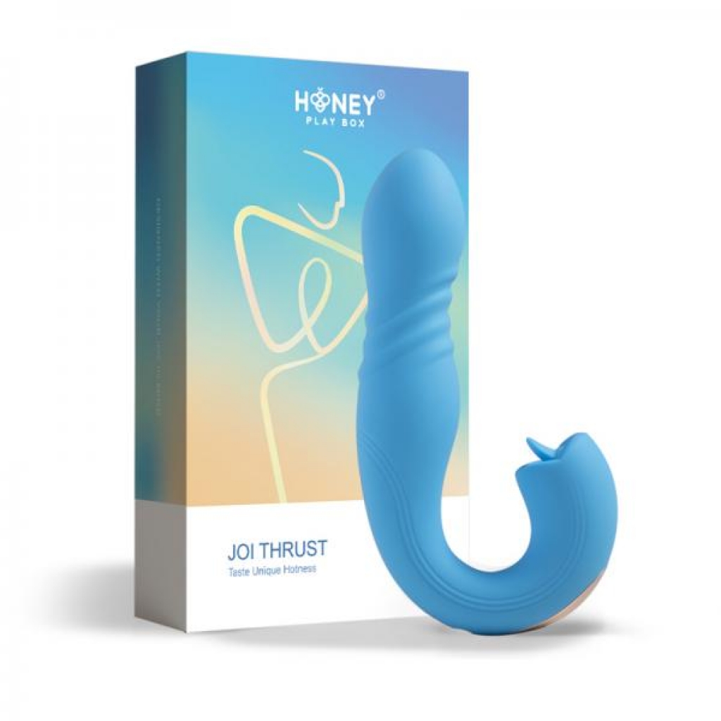 Honey Play Box Joi Thrust App Controlled Thrusting G-spot Vibrator & Tongue Clit Licker Blue - G-Spot Vibrators
