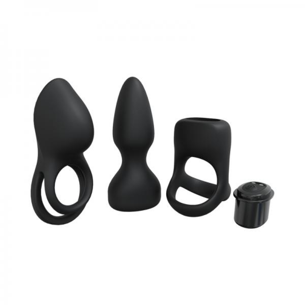 Loveline Pleasure Kit 10 Speed Silicone Rechargeable Waterproof Black - Kits & Sleeves