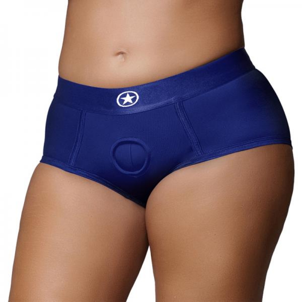 Ouch! Vibrating Strap-on Brief Royal Blue Xl/xxl - Harnesses