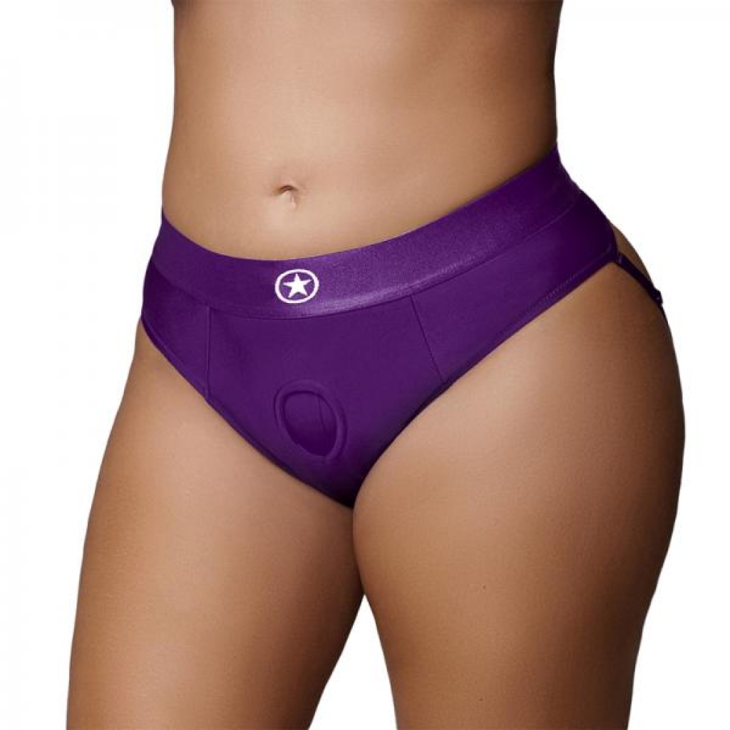 Ouch! Vibrating Strap-on Thong With Removable Butt Straps Purple Xl/xxl - Babydolls & Slips
