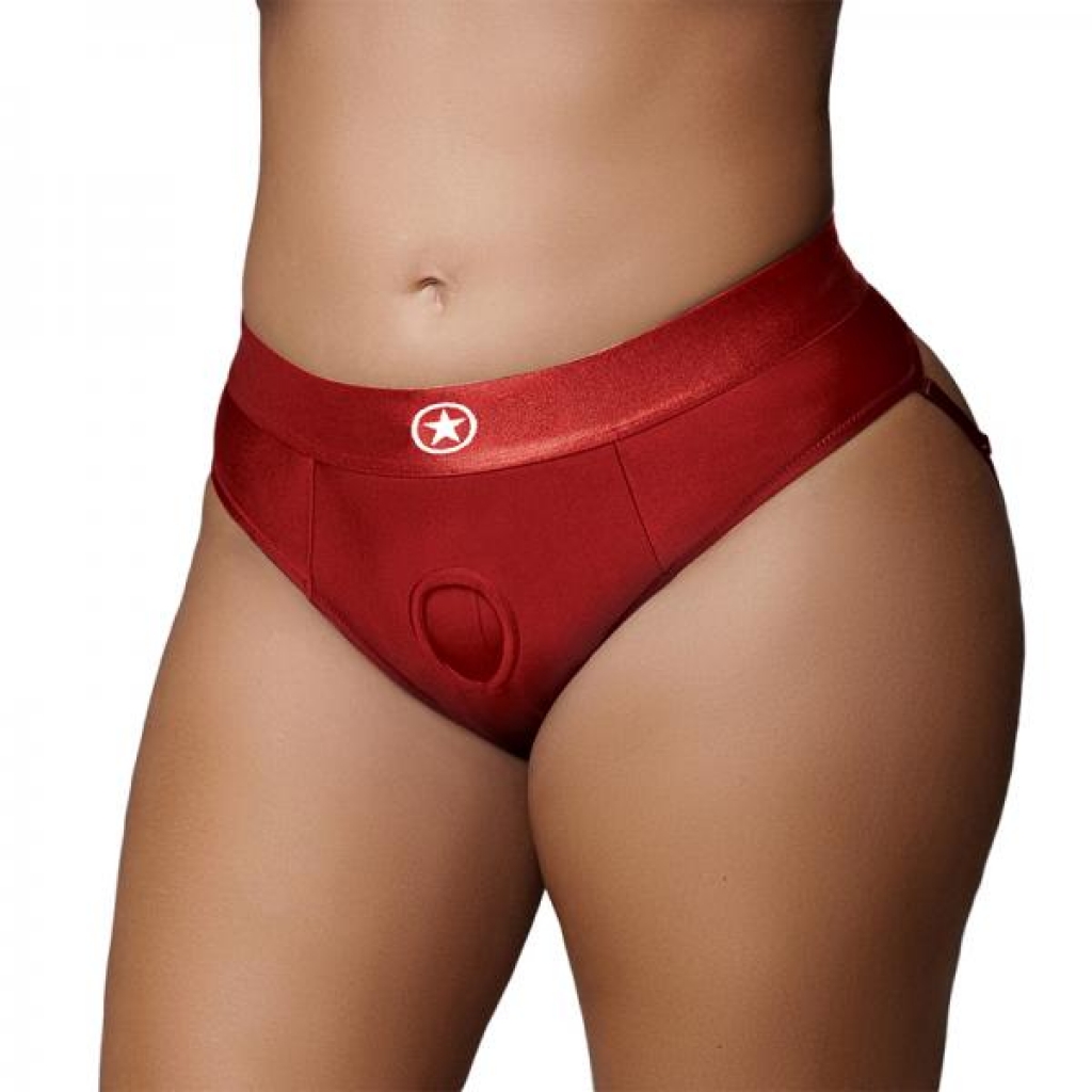 Ouch! Vibrating Strap-on Thong With Removable Butt Straps Red Xl/xxl - Babydolls & Slips
