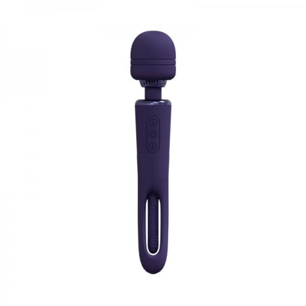 Vive Kiku Rechargeable Double Ended Wand With Innovative G-spot Flapping Stimulator Purple - Body Massagers