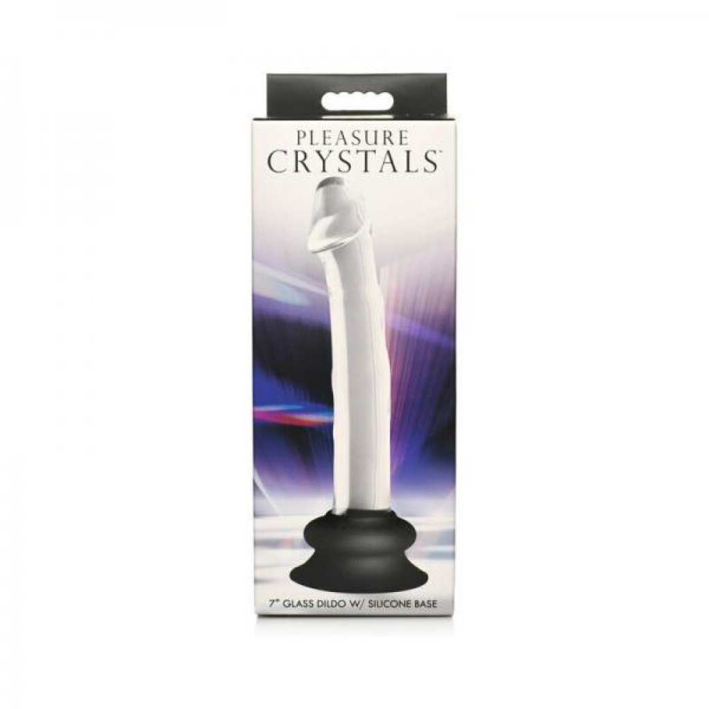 Pleasure Crystals 7 In. Glass Dildo With Silicone Base - Realistic Dildos & Dongs